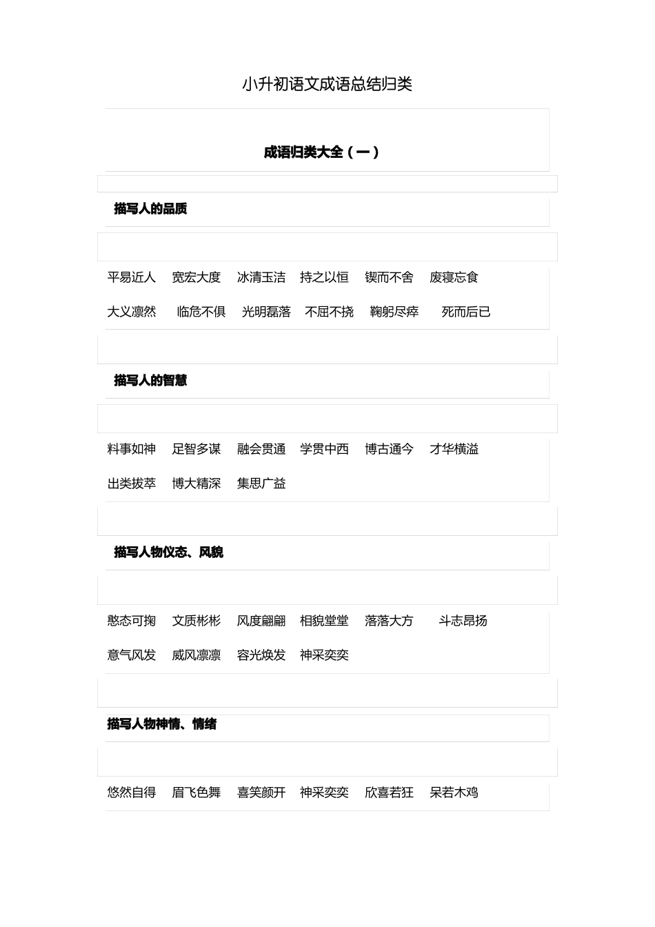 小升初语文成语总结归类_第1页