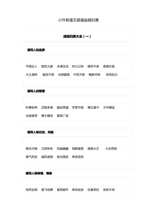 小升初语文成语总结归类