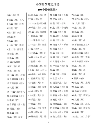 小升初语文笔记字词音生难字词汇总