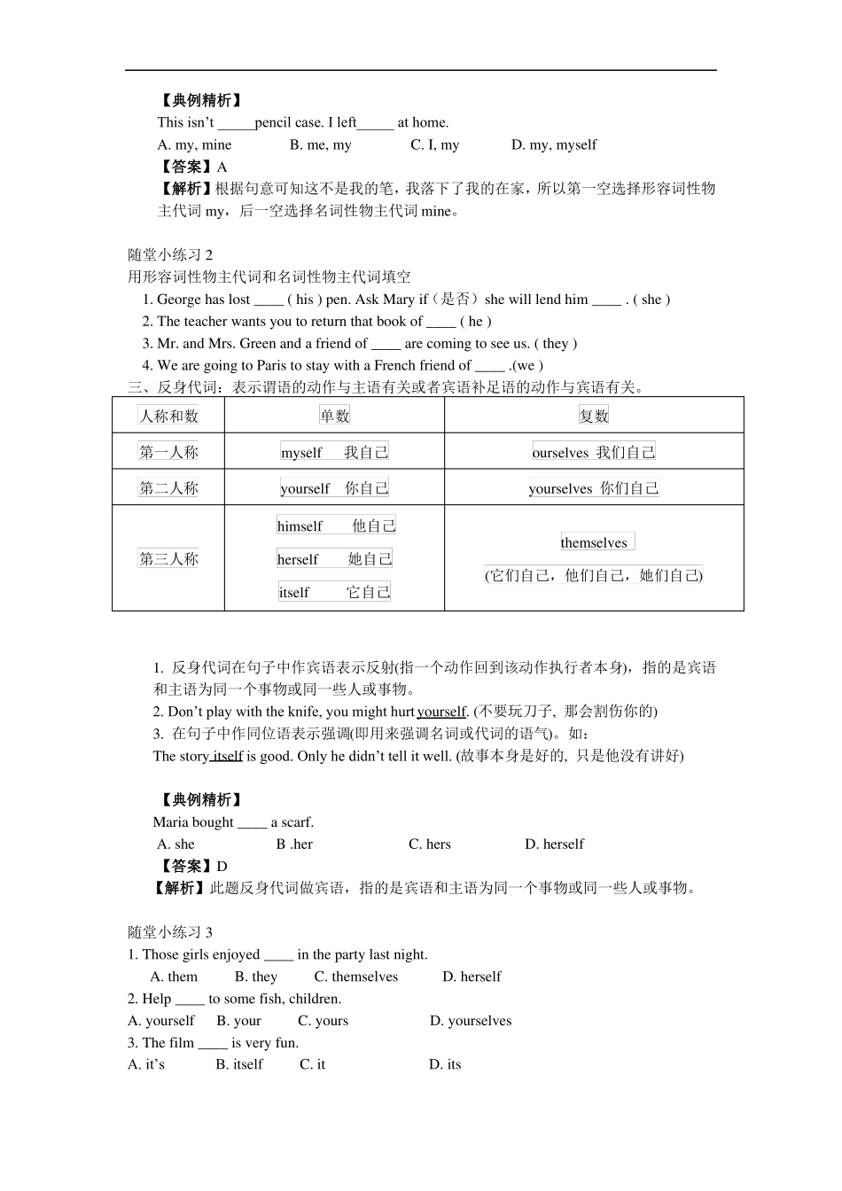 小升初语法讲义---代词_第3页