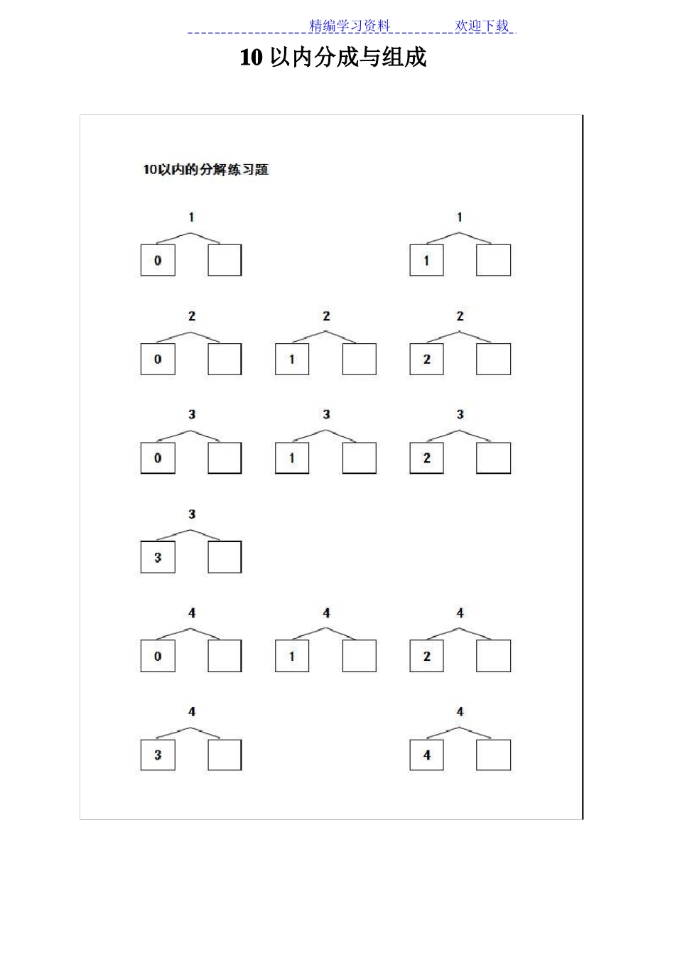 小学一年级10以内数的分解与组合练习题_第1页