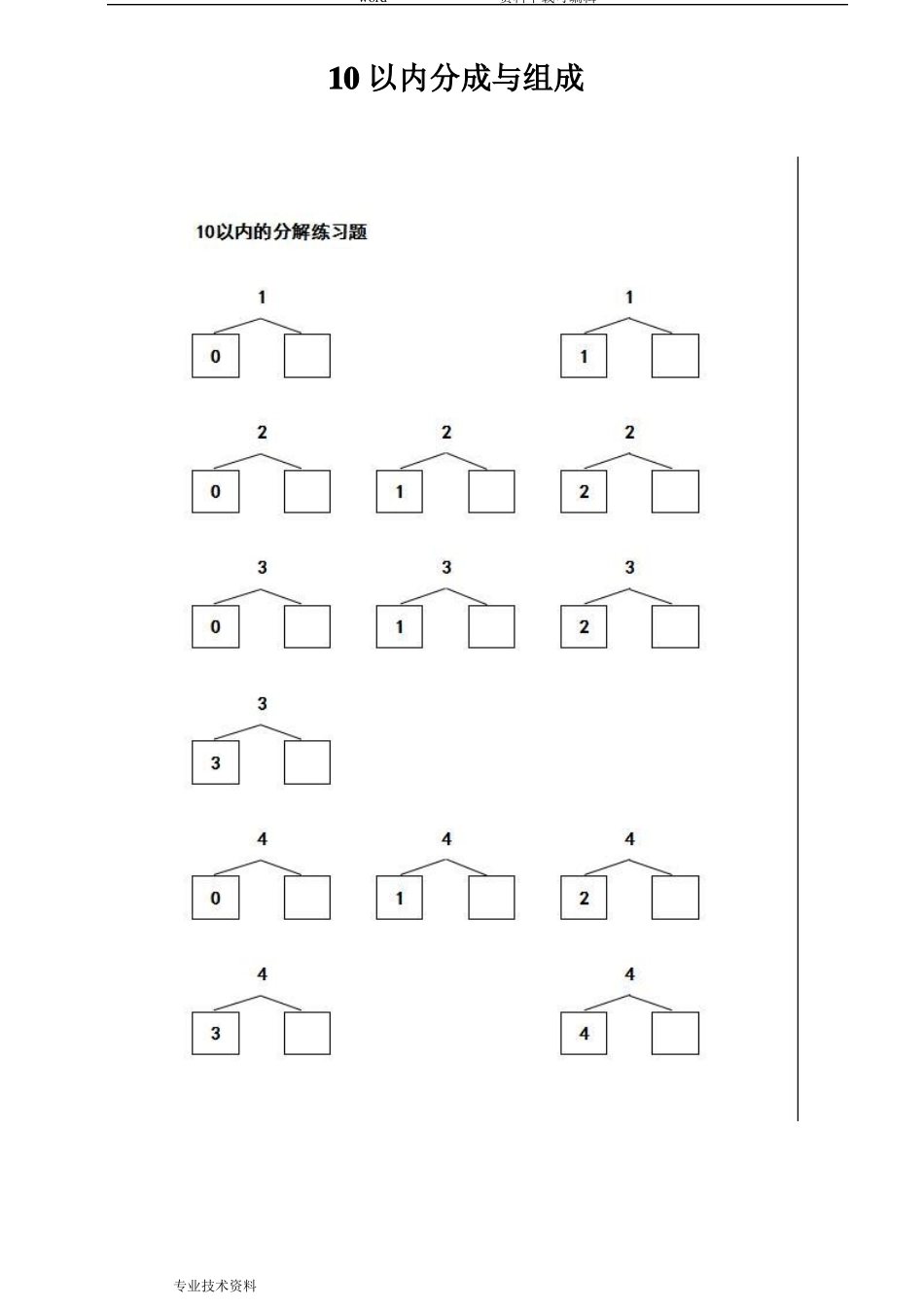 小学一年级10以内数的分解和组合练习试题_第1页