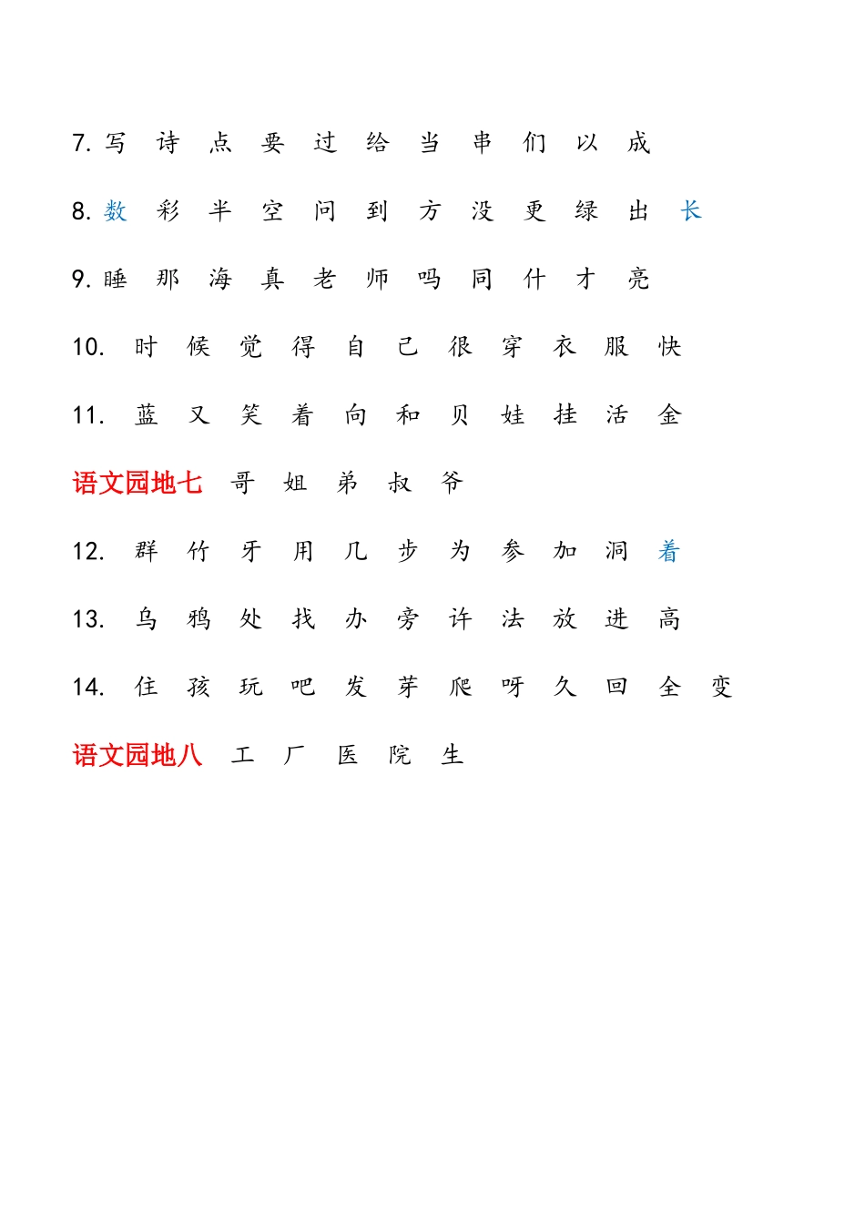小学一年级识字、生字表_第3页