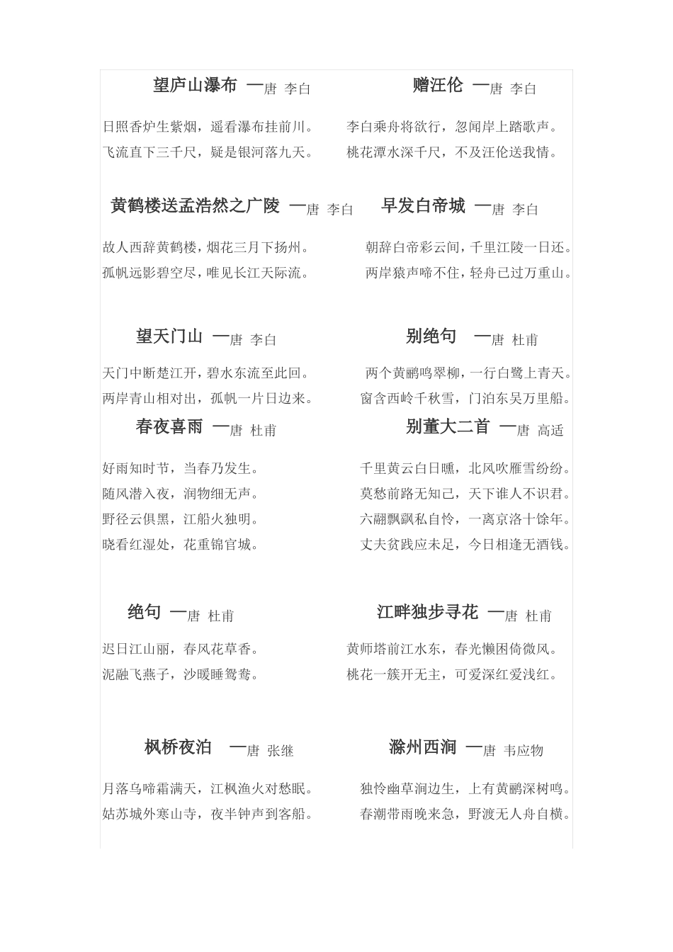 小学一至六年级要求背诵的古诗文_第3页