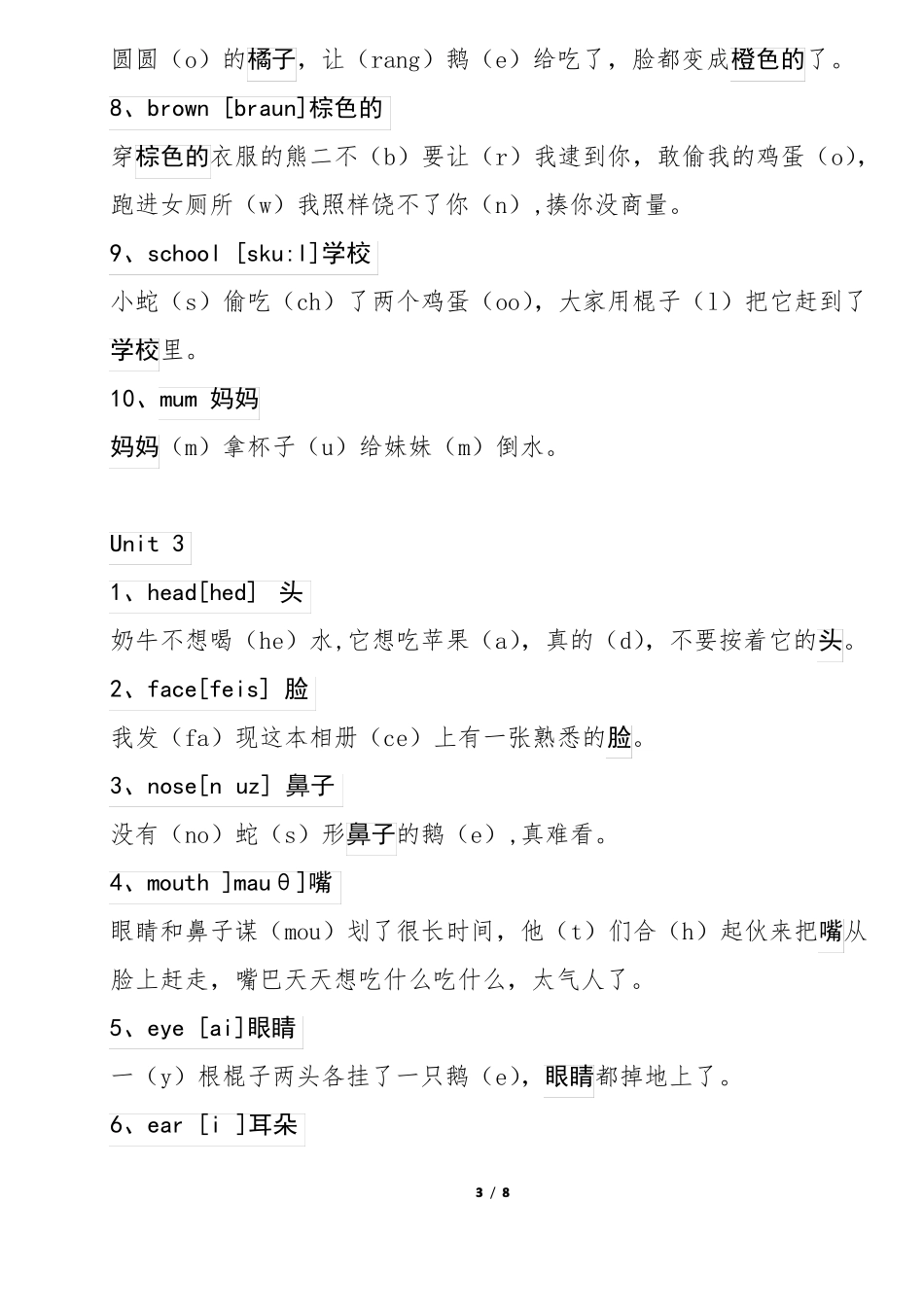 小学三年级英语上册快速记忆单词法原创201829_第3页