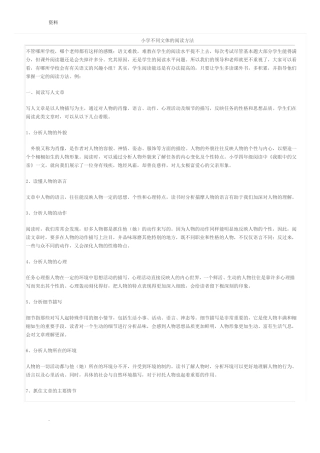 小学不同文体阅读方法
