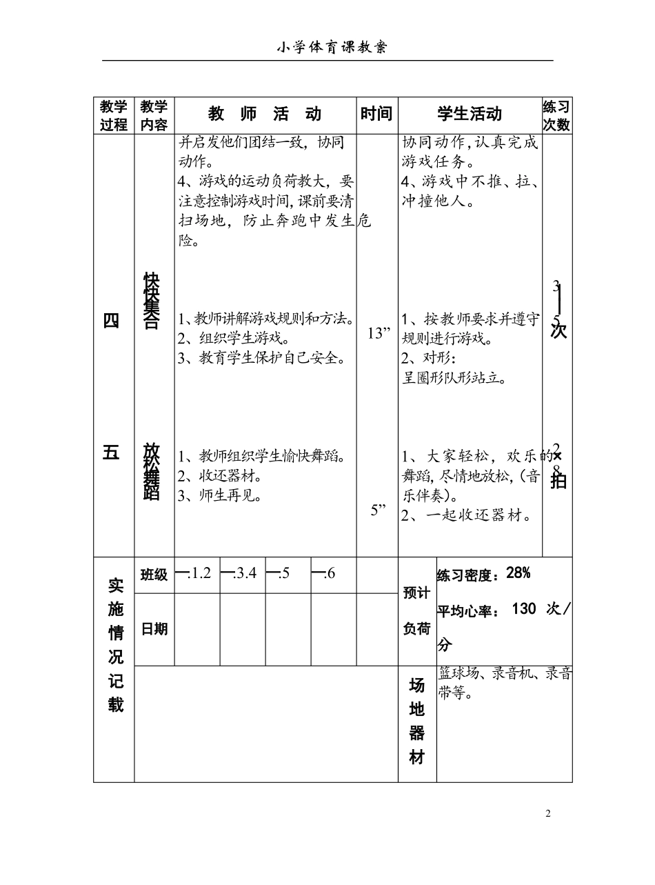 小学体育课教案全集_第2页