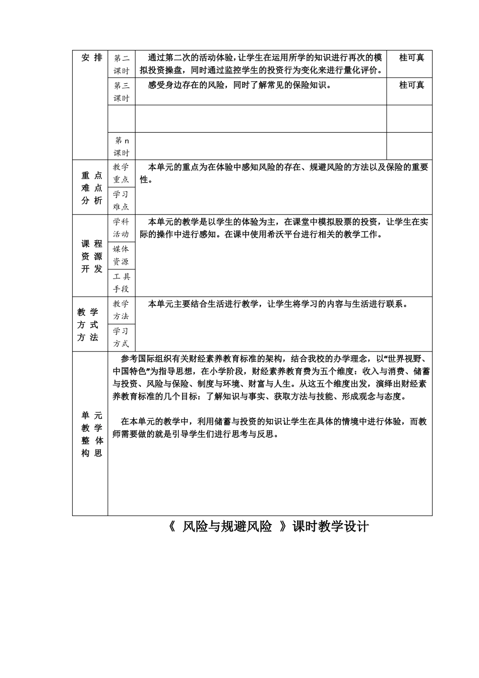 小学六年级综合实践财经素养风险与规避-教学设计_第2页