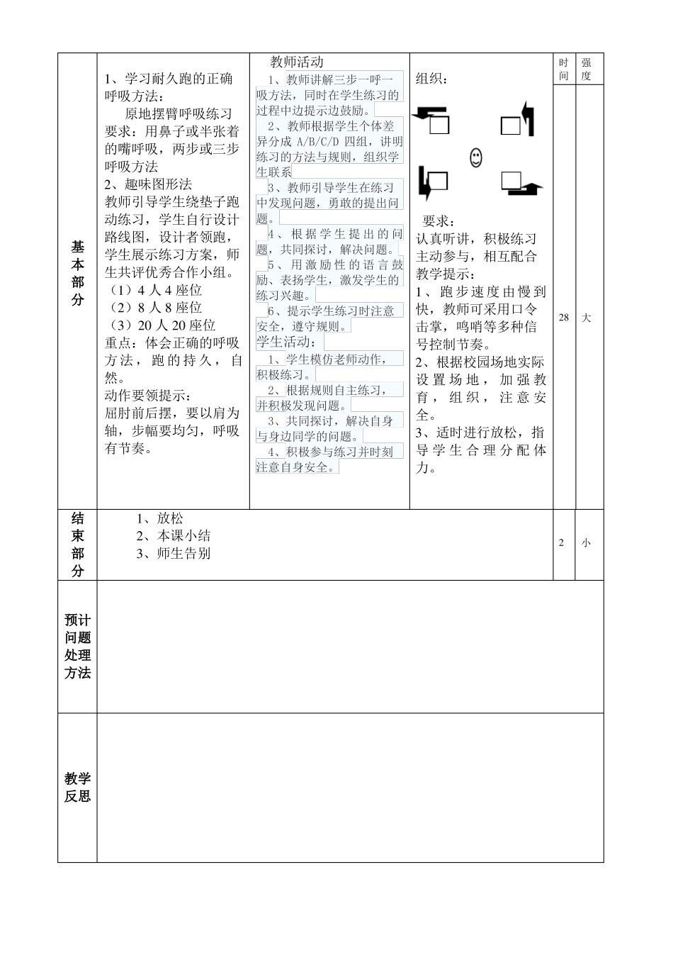 小学六年级耐久跑教学设计_第2页