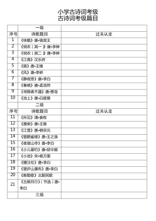 小学古诗词考级