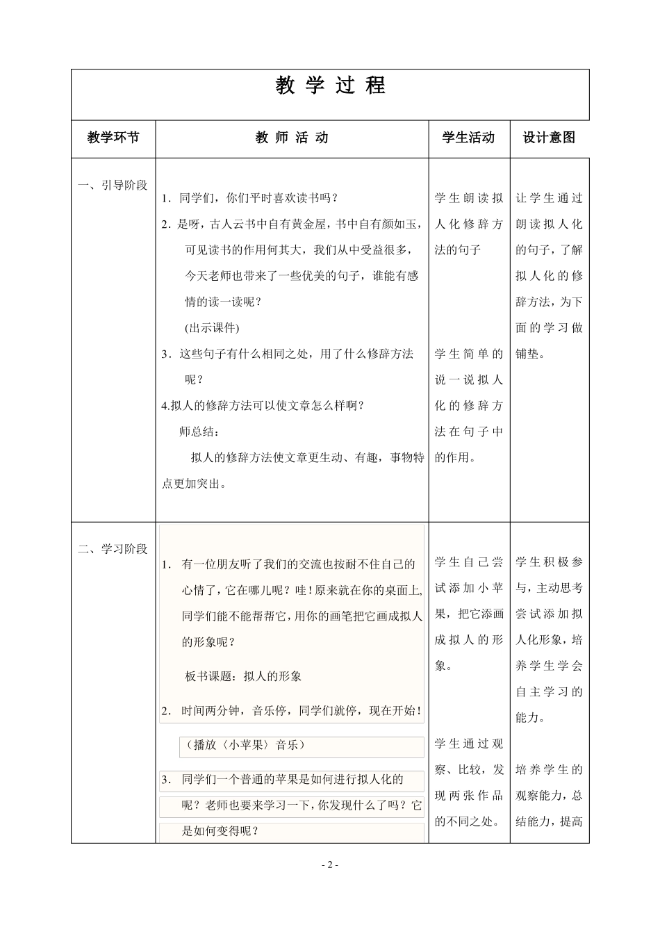 小学四年级美术上册拟人的形象教案_第2页