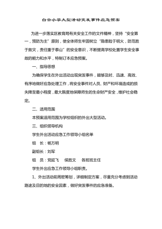 小学大型活动安全应急预案