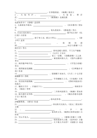 小学必考古诗词填空题