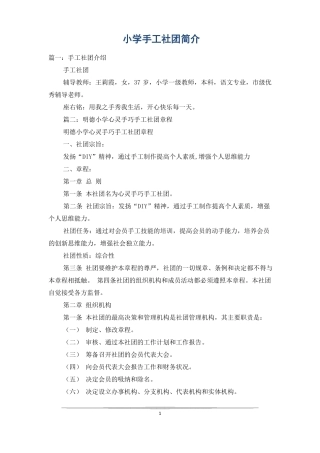 小学手工社团简介