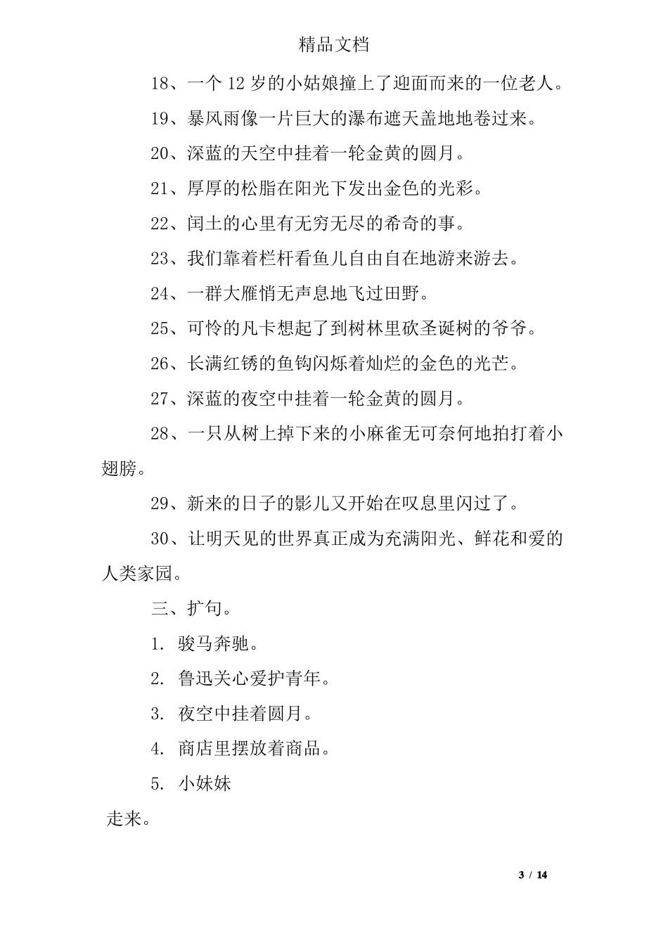 小学改句子练习题_第3页