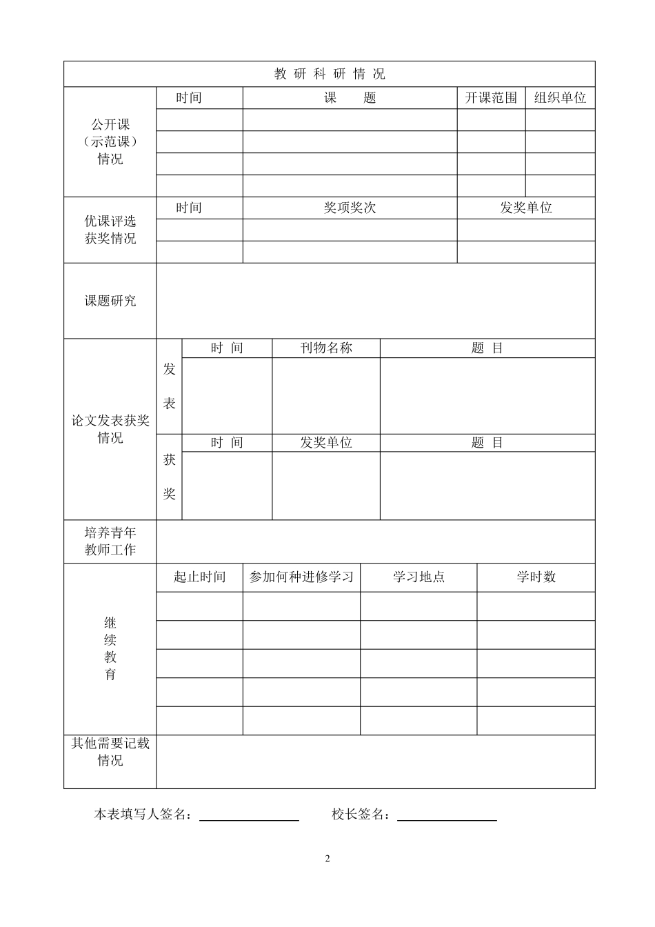 小学教师成长档案_第2页