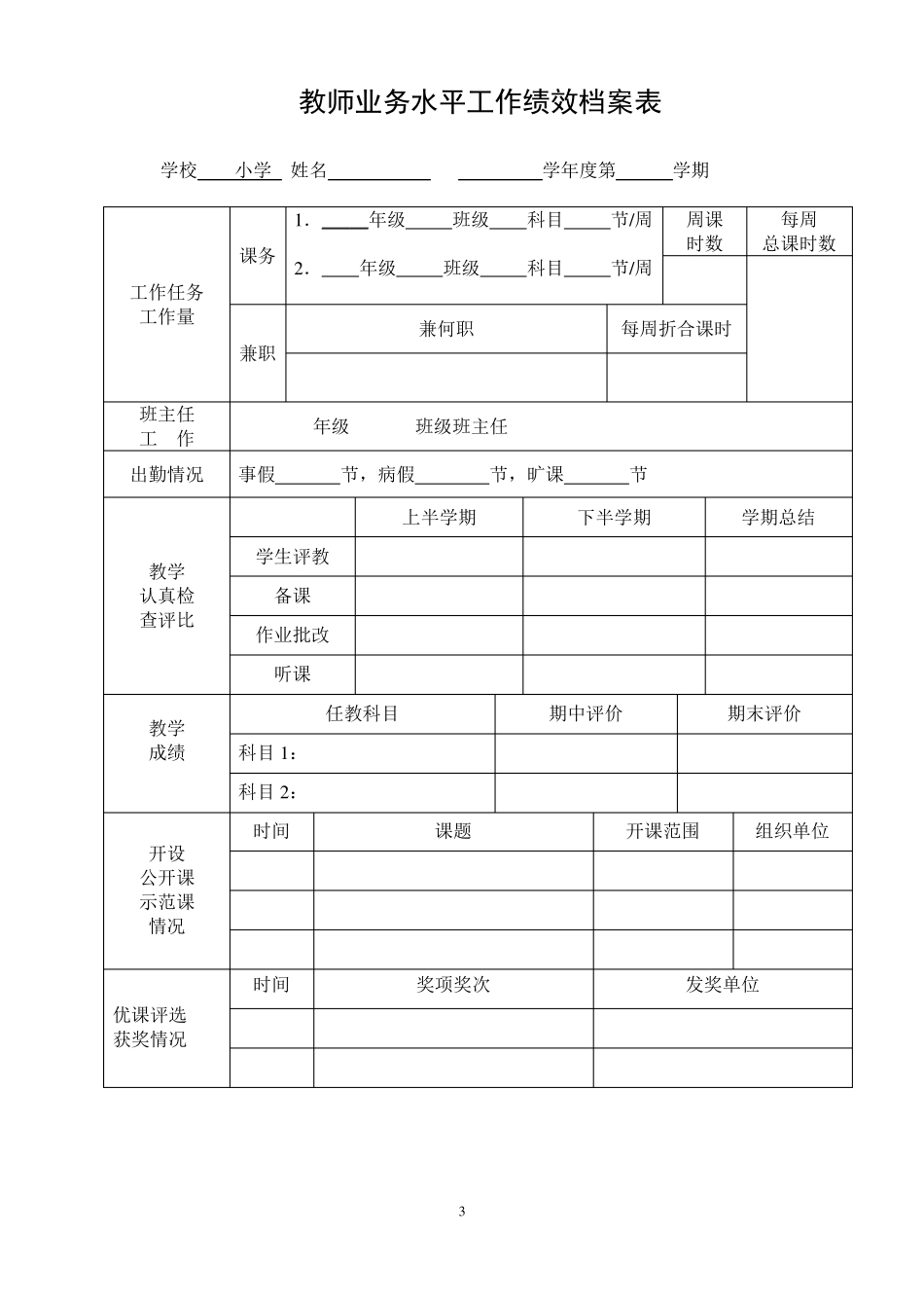 小学教师成长档案_第3页