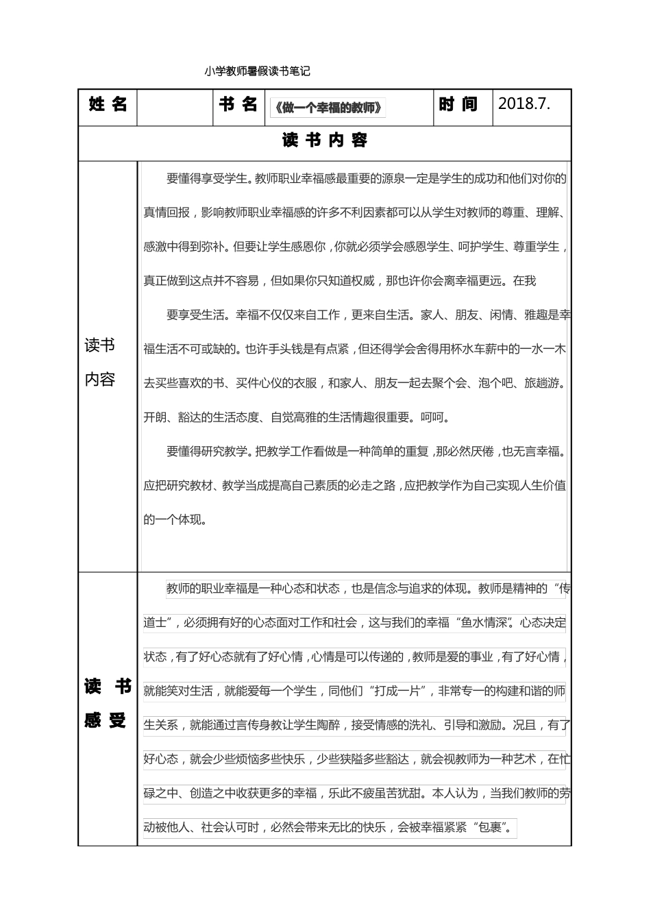 小学教师读书笔记样表_第2页