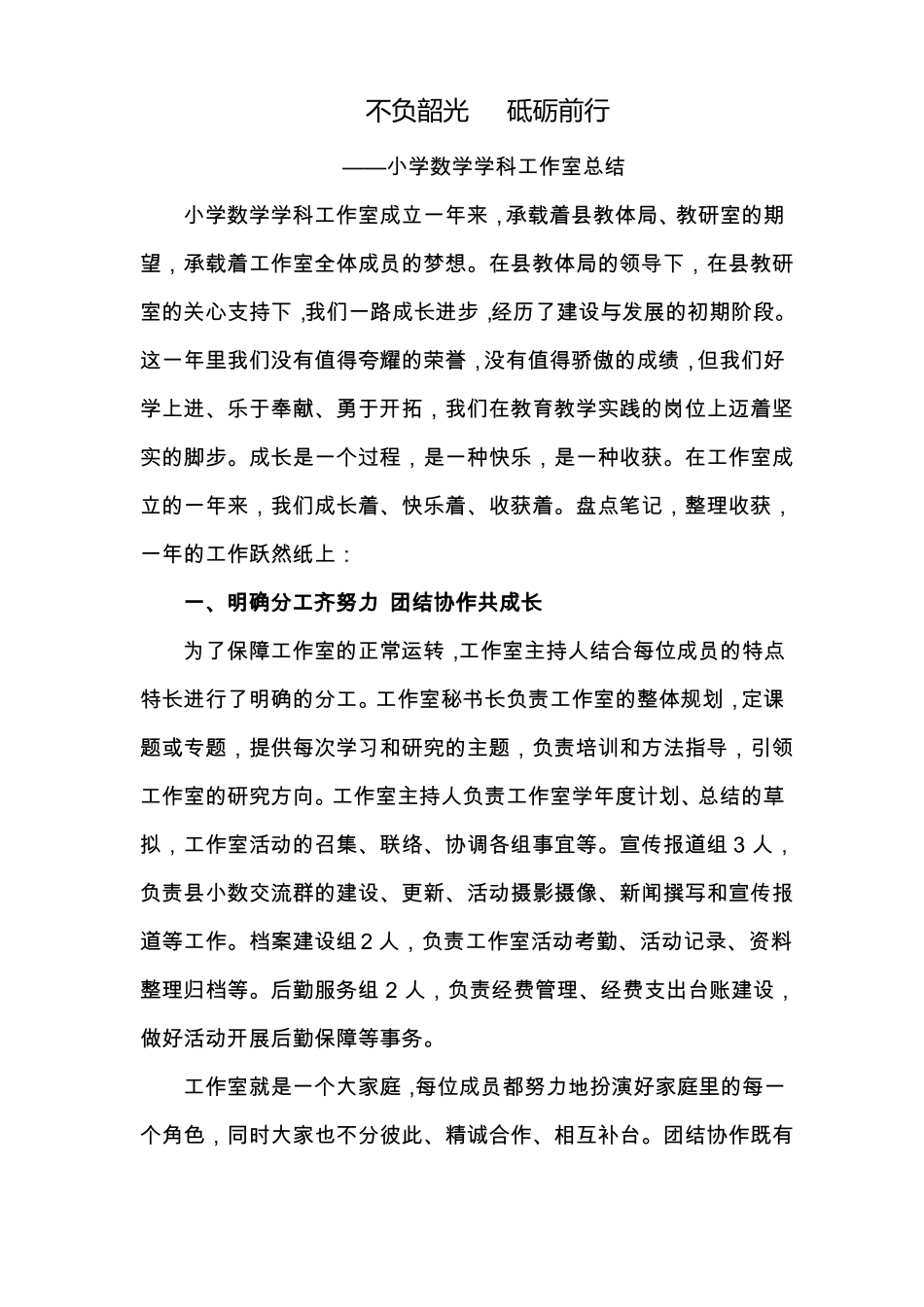 小学数学学科工作室总结_第1页