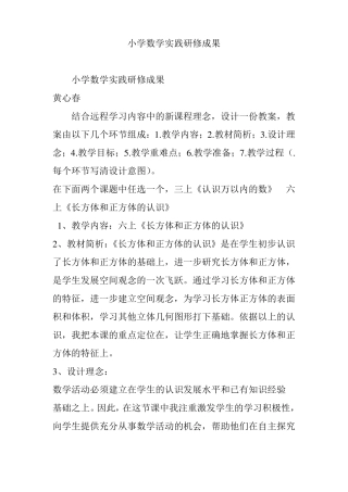 小学数学实践研修成果