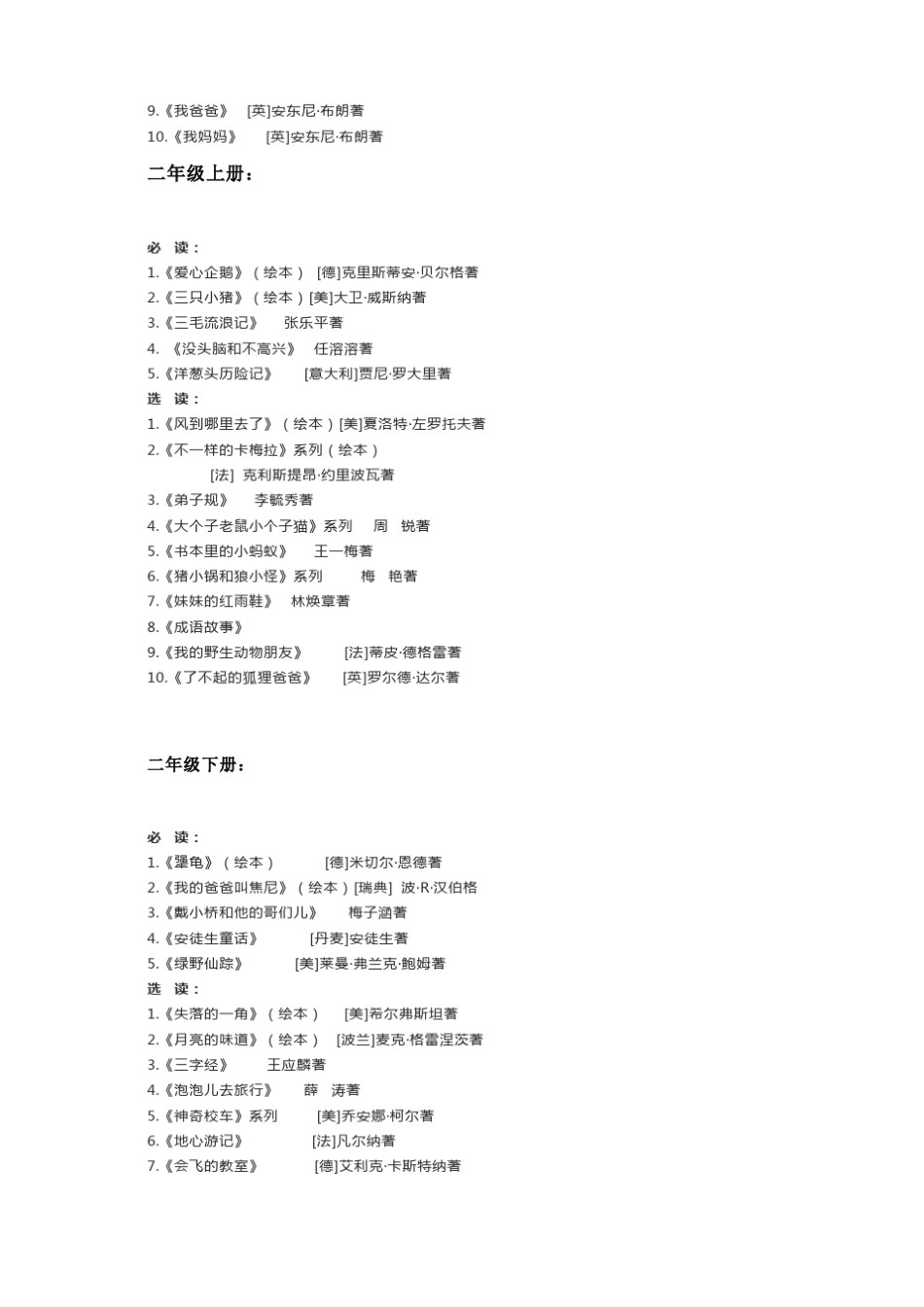 小学生分级阅读书单_第2页