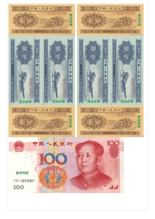 小学生学习人民币票样1：1双面打印模板高清版含第三四五套人民币