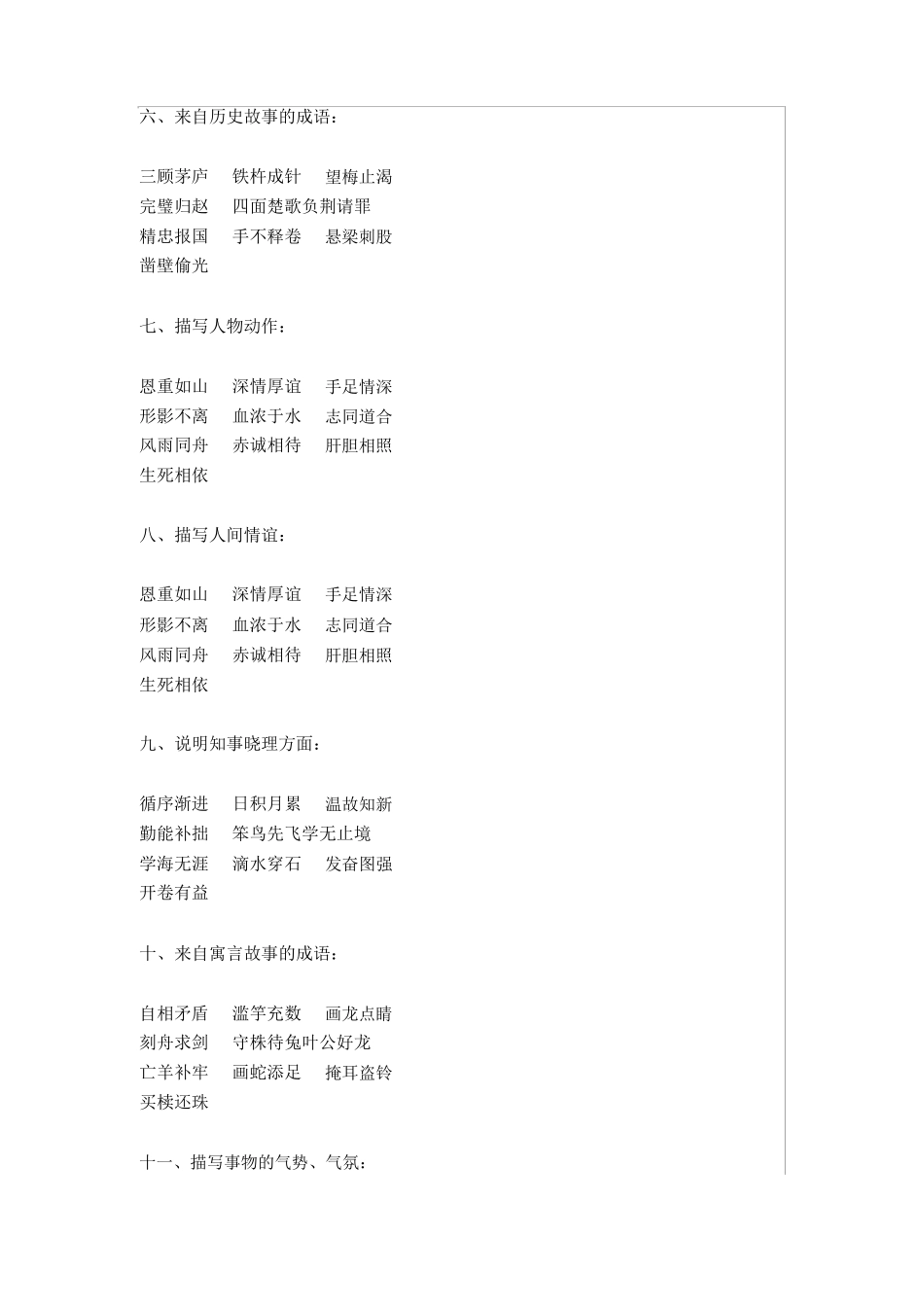 小学生成语归类大全_第2页