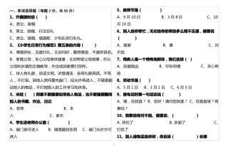 小学生文明礼仪测试题
