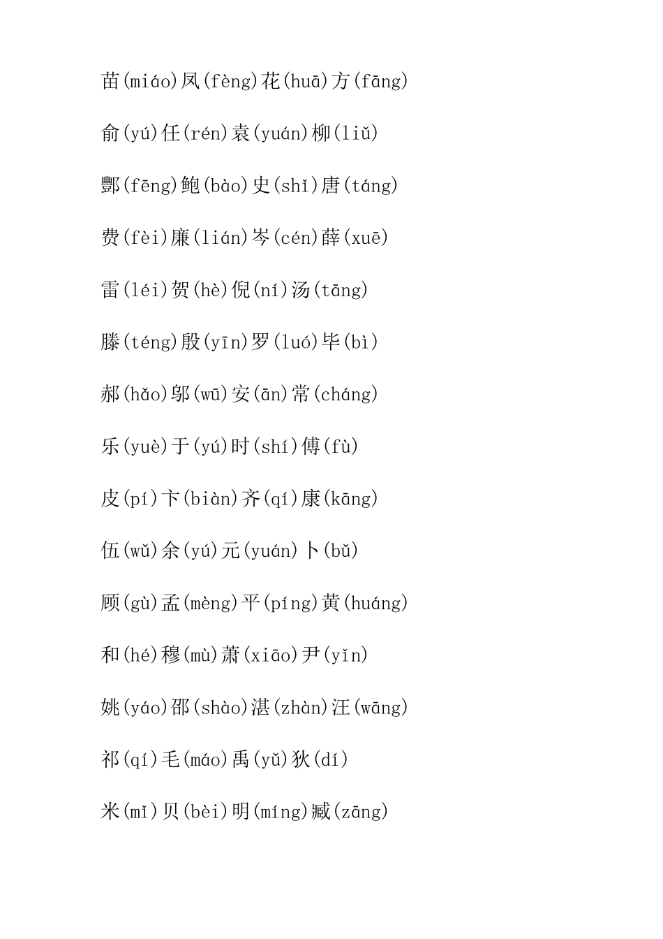 小学生注音版百家姓_第2页