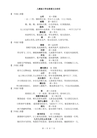 小学生诗词竞赛题库