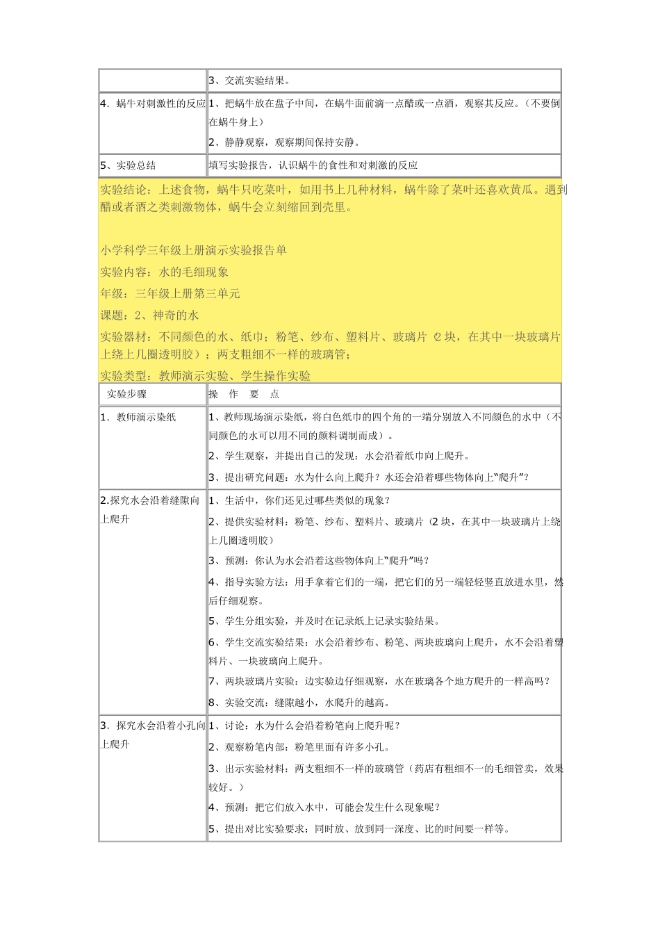 小学科学三年级上册至六年及演示试验报告单_第2页
