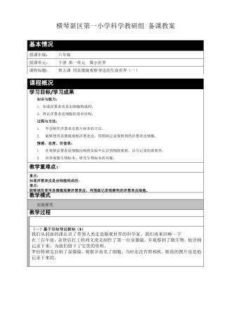 小学科学教研组备课教案显微镜