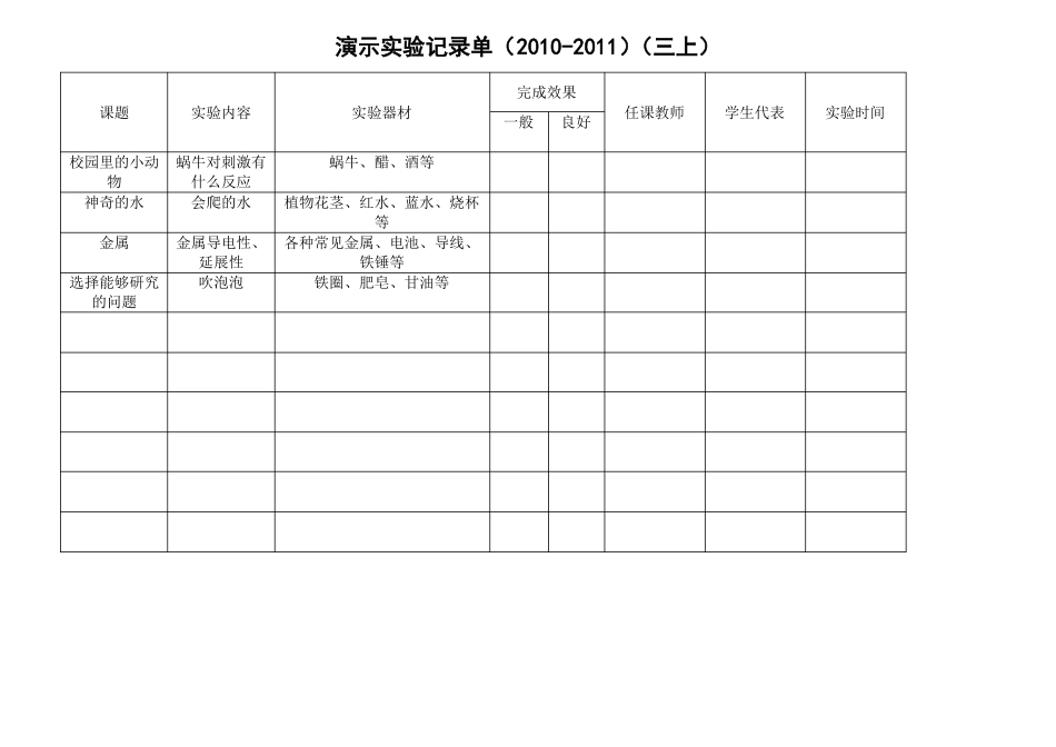 小学科学演示与分组试验记录单课件_第3页