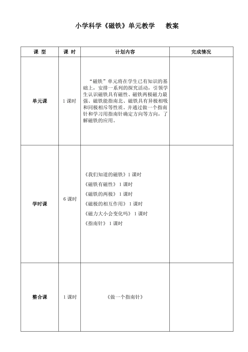 小学科学磁铁单元教学教案_第1页
