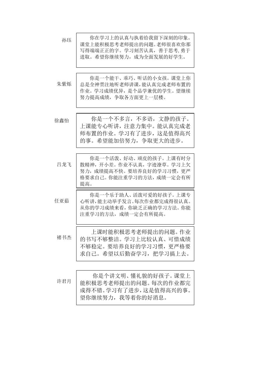 小学素质报告册_第2页