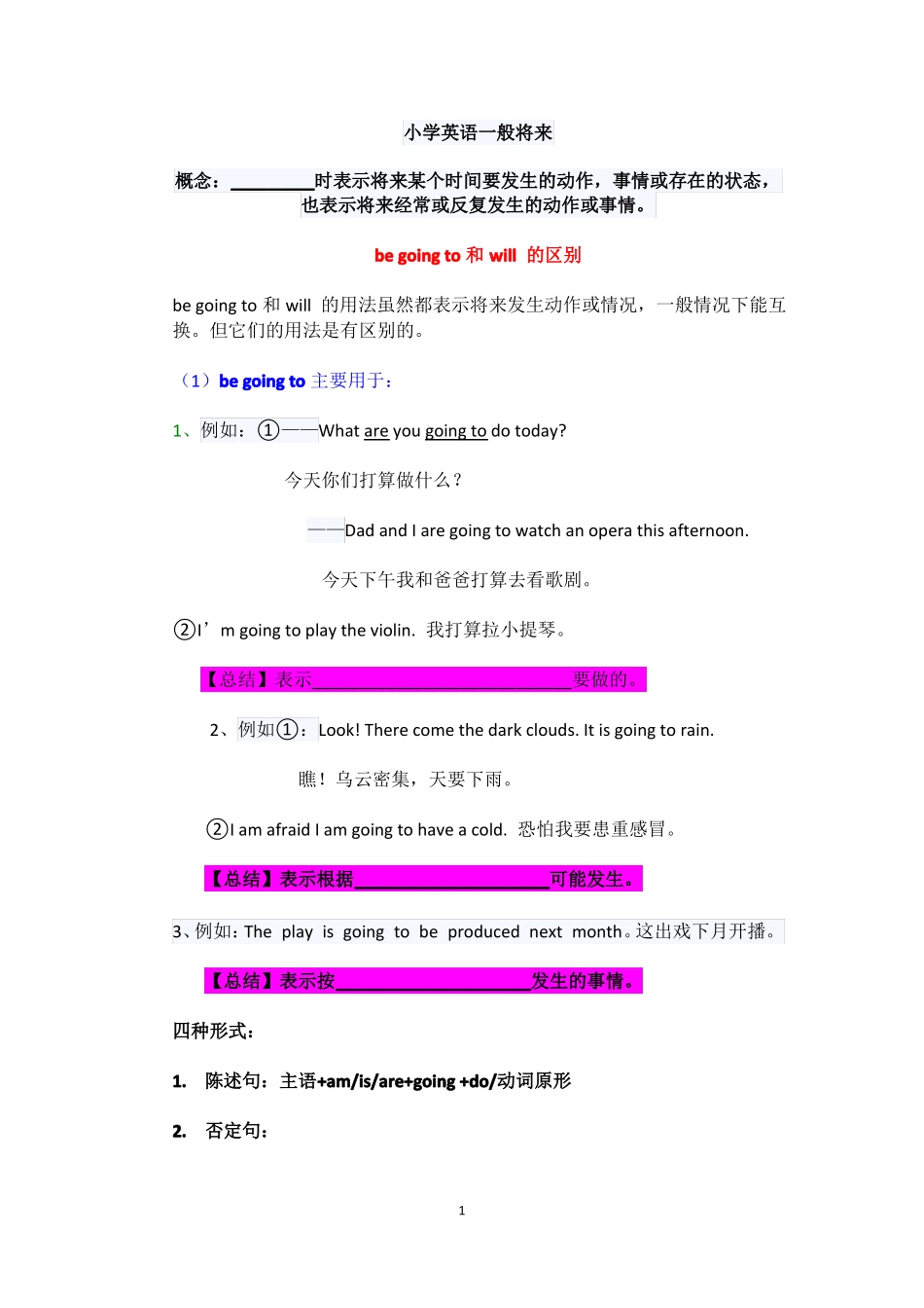 小学英语一般将来_第1页