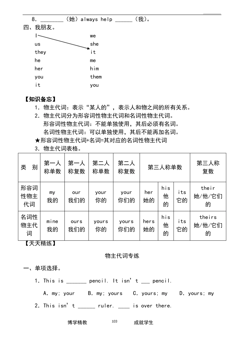 小学英语代词专练配习题!_第3页