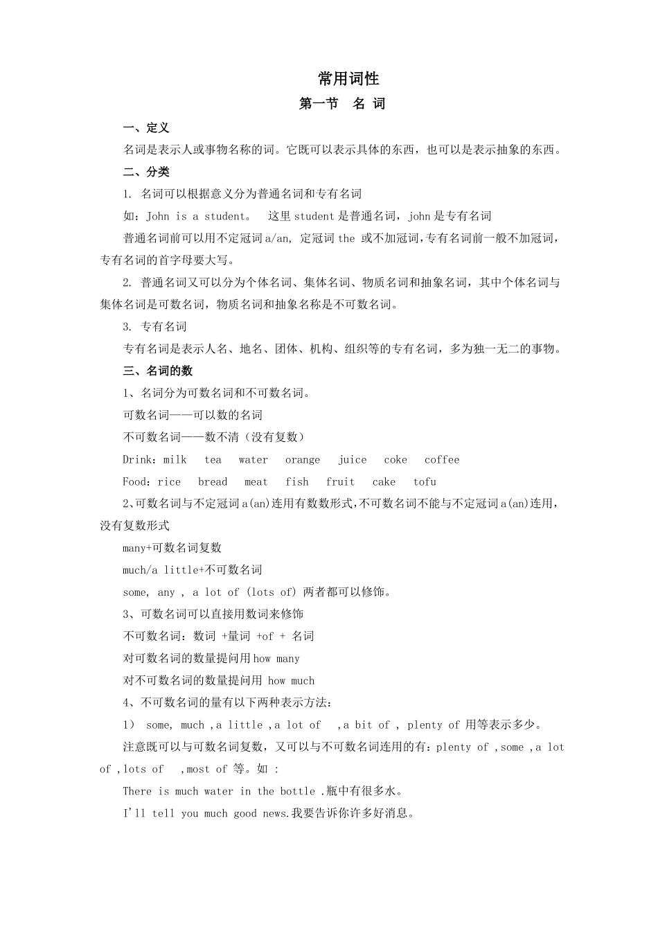 小学英语常用词性_第1页