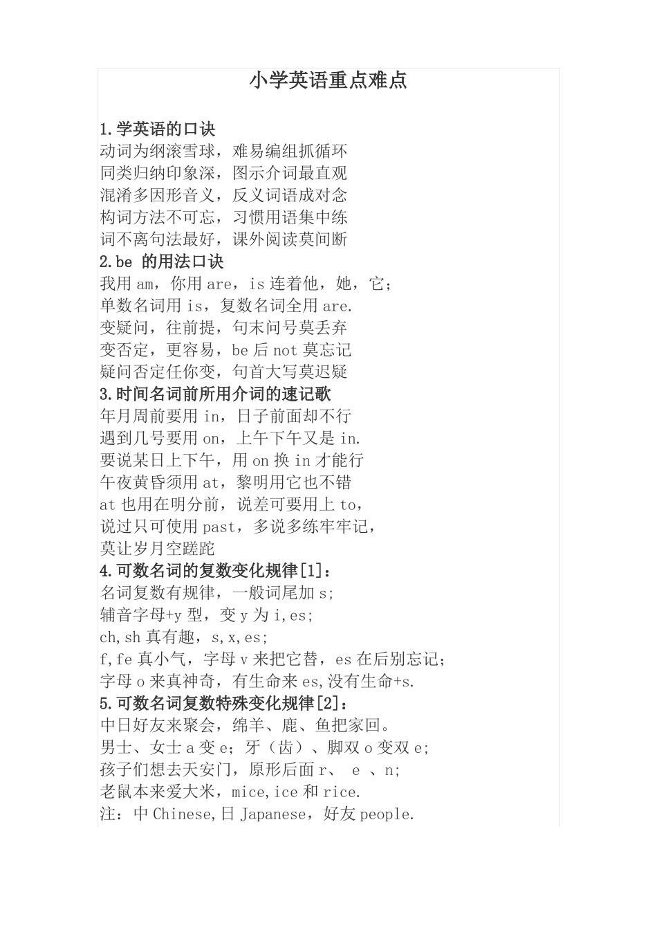 小学英语重点难点_第1页