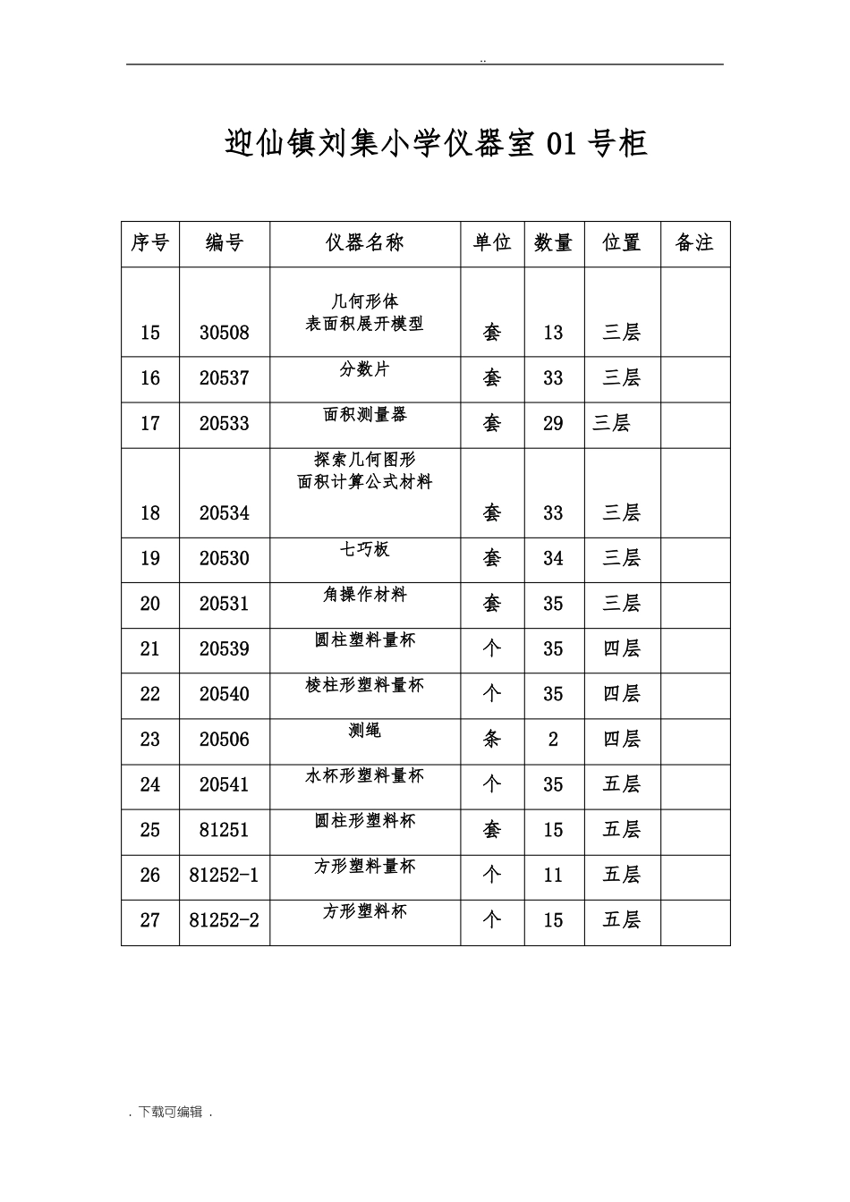 小学试验室仪器标签橱卡_第2页