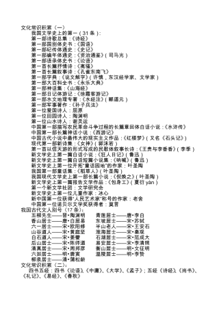 小学语文常识积累