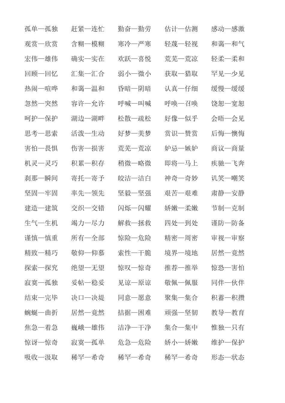 小学语文近反义词大全_第3页