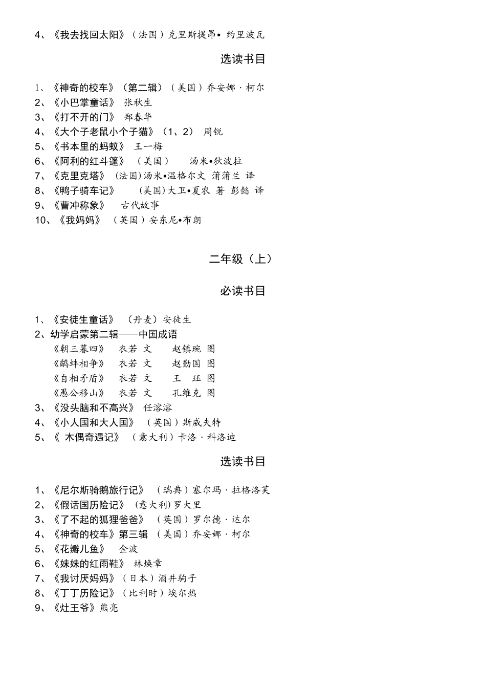 小学课外阅读书目_第2页