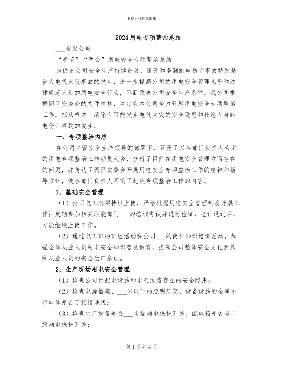 2024用电专项整治总结_第1页