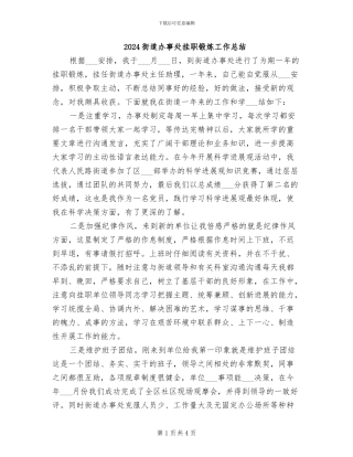 2024街道办事处挂职锻炼工作总结