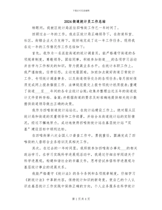 2024街道统计员工作总结