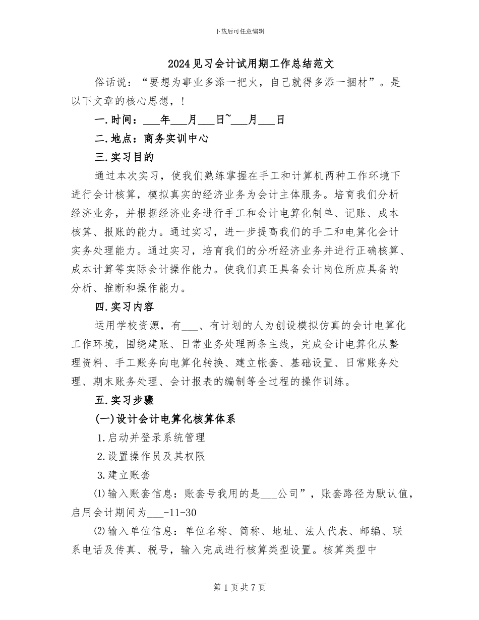 2024见习会计试用期工作总结范文_第1页