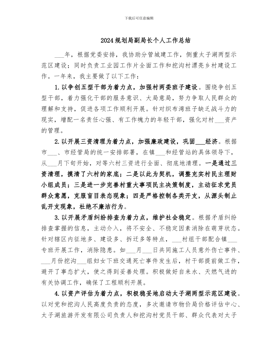 2024规划局副局长个人工作总结_第1页