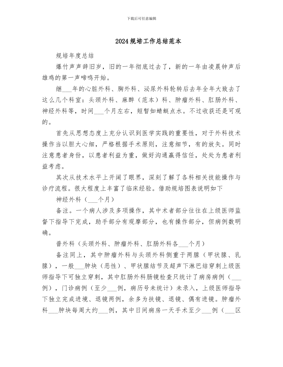 2024规培工作总结范本_第1页