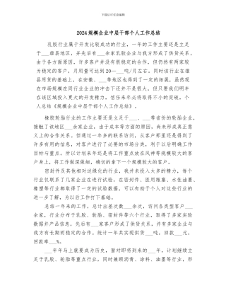 2024规模企业中层干部个人工作总结